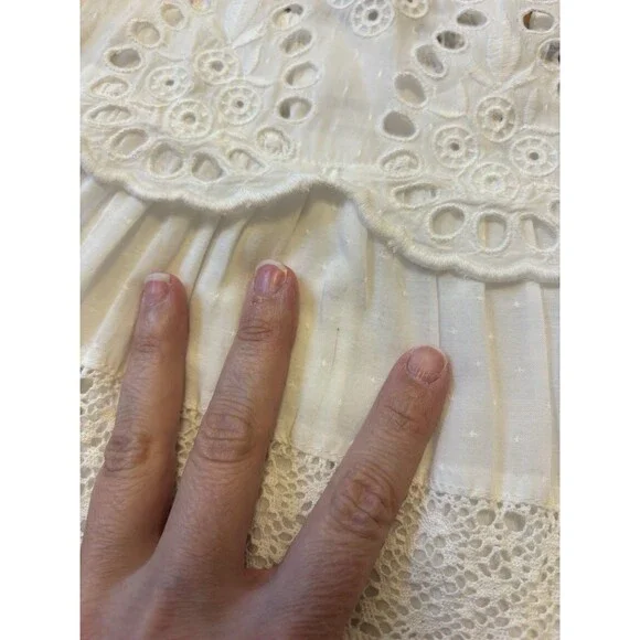 Sea New York Marina White Eyelet Long Sleeve Dress Lace Embroidered Size L - Picture 7 of 16
